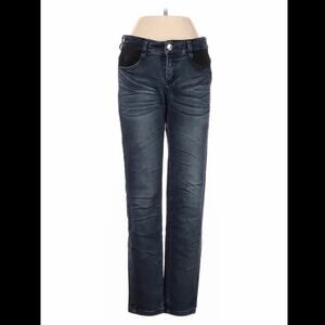 Caikezi Jeans Code embellished pocket straight leg mid rise jeans, 26